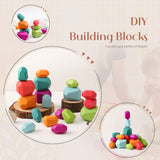 Wood Rainbow Stones Block  Toy