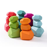 Wood Rainbow Stones Block  Toy