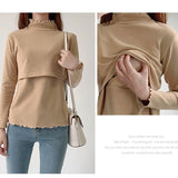 High-neck Breastfeeding Maternity Tops